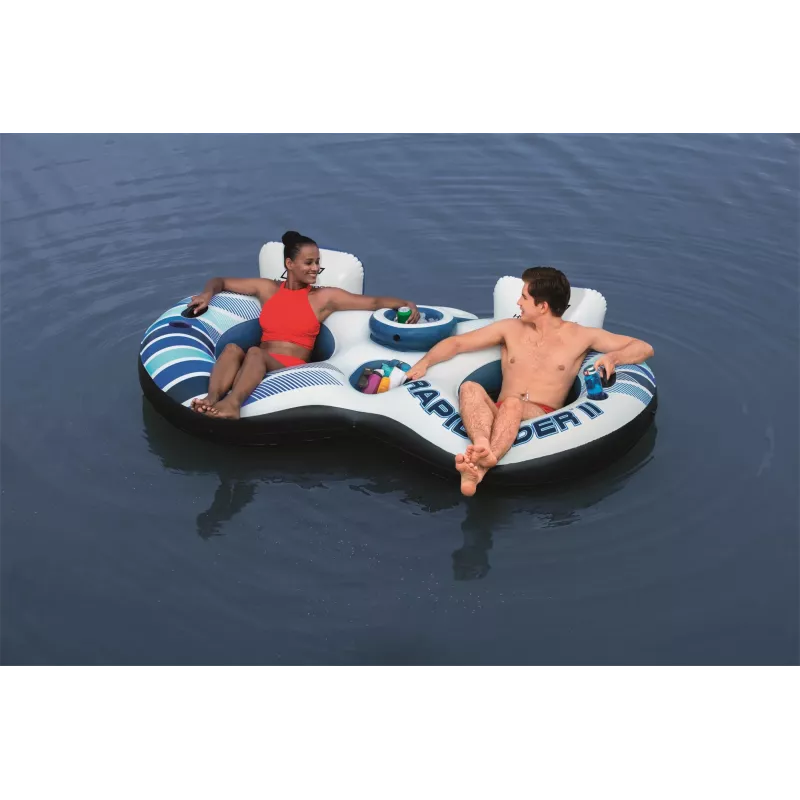 Bestway Hydro-Force Rapid Rider II dubultā upes caurule, daudzkrāsaina, peldoša caurule, raksts, zēnam/meitenei, 180 kg, 2 personām