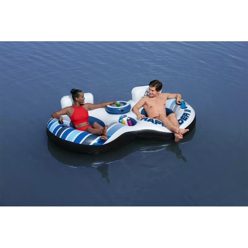 Bestway Hydro-Force Rapid Rider II dubultā upes caurule, daudzkrāsaina, peldoša caurule, raksts, zēnam/meitenei, 180 kg, 2 personām
