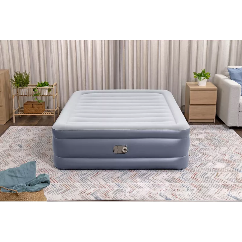 Bestway Tritech piepūšamais matracis Queen ar iebūvētu maiņstrāvas sūkni un pretmikrobu pārklājumu 2,03 m x 1,52 m x 51 cm