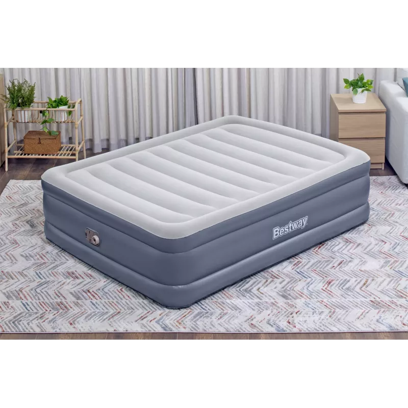 Bestway Tritech piepūšamais matracis Queen ar iebūvētu maiņstrāvas sūkni un pretmikrobu pārklājumu 2,03 m x 1,52 m x 51 cm