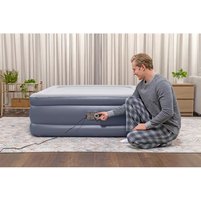 Bestway Tritech piepūšamais matracis Queen ar iebūvētu maiņstrāvas sūkni un pretmikrobu pārklājumu 2,03 m x 1,52 m x 51 cm