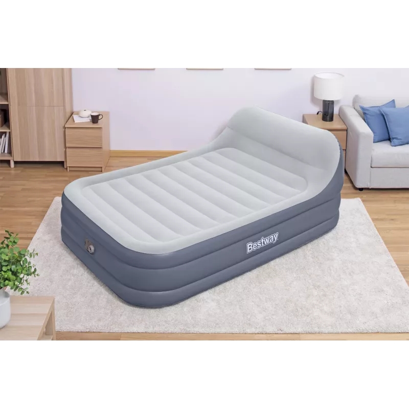 Bestway Tritech SleekFlow galvgaļa piepūšamais matracis Queen ar iebūvētu maiņstrāvas sūkni un pretmikrobu pārklājumu 2,26 m x 1,52 m x 84 cm