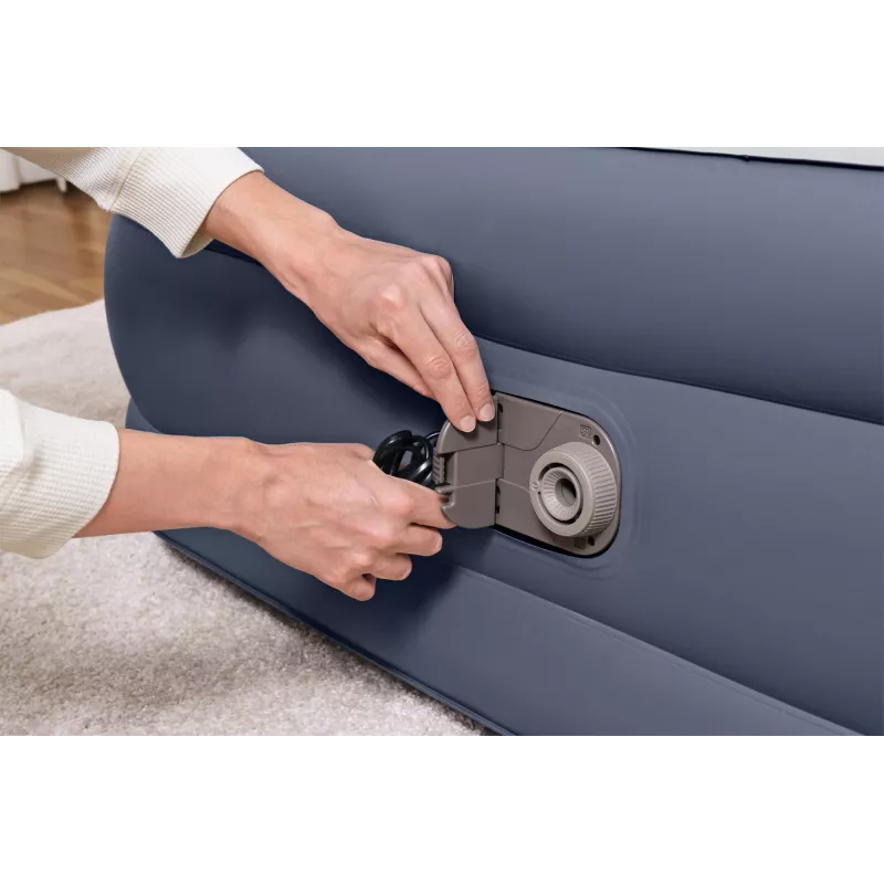 Bestway Tritech SleekFlow galvgaļa piepūšamais matracis Queen ar iebūvētu maiņstrāvas sūkni un pretmikrobu pārklājumu 2,26 m x 1,52 m x 84 cm