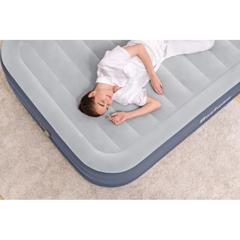 Bestway Tritech SleekFlow galvgaļa piepūšamais matracis Queen ar iebūvētu maiņstrāvas sūkni un pretmikrobu pārklājumu 2,26 m x 1,52 m x 84 cm