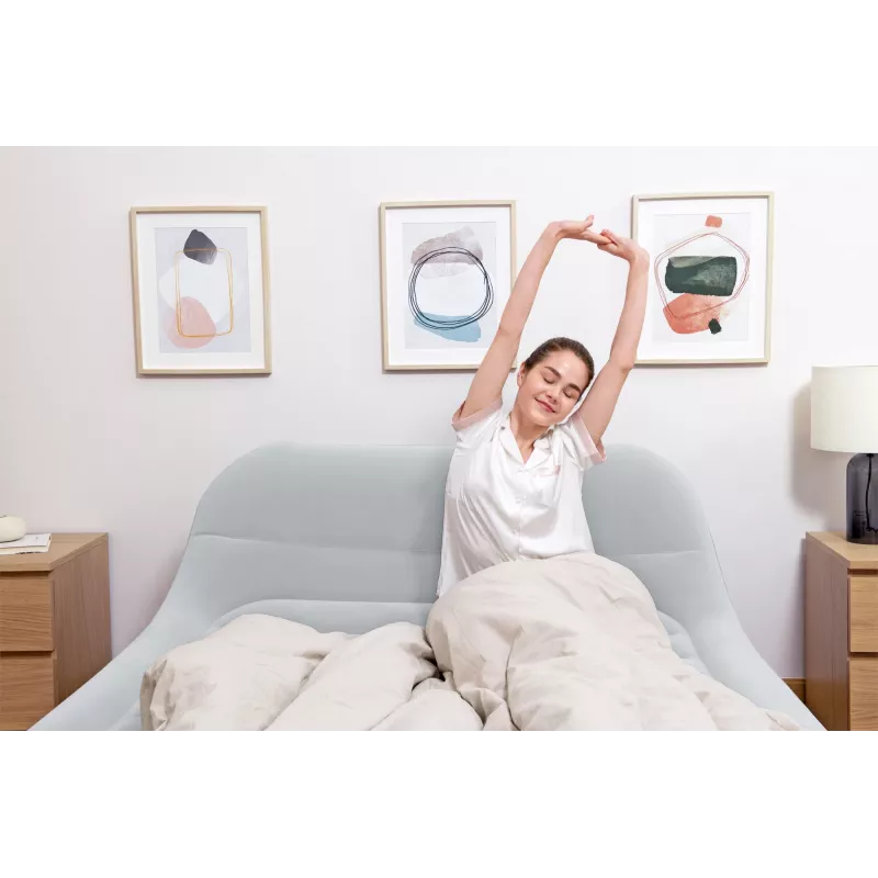 Bestway Tritech SleekFlow galvgaļa piepūšamais matracis Queen ar iebūvētu maiņstrāvas sūkni un pretmikrobu pārklājumu 2,26 m x 1,52 m x 84 cm