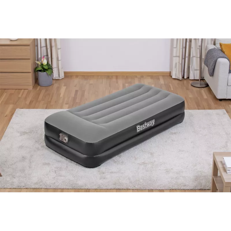 Bestway Tritech piepūšamais matracis, vienvietīgs, ar iebūvētu maiņstrāvas sūkni un antimikrobu pārklājumu, 1,91 m x 97 cm x 46 cm