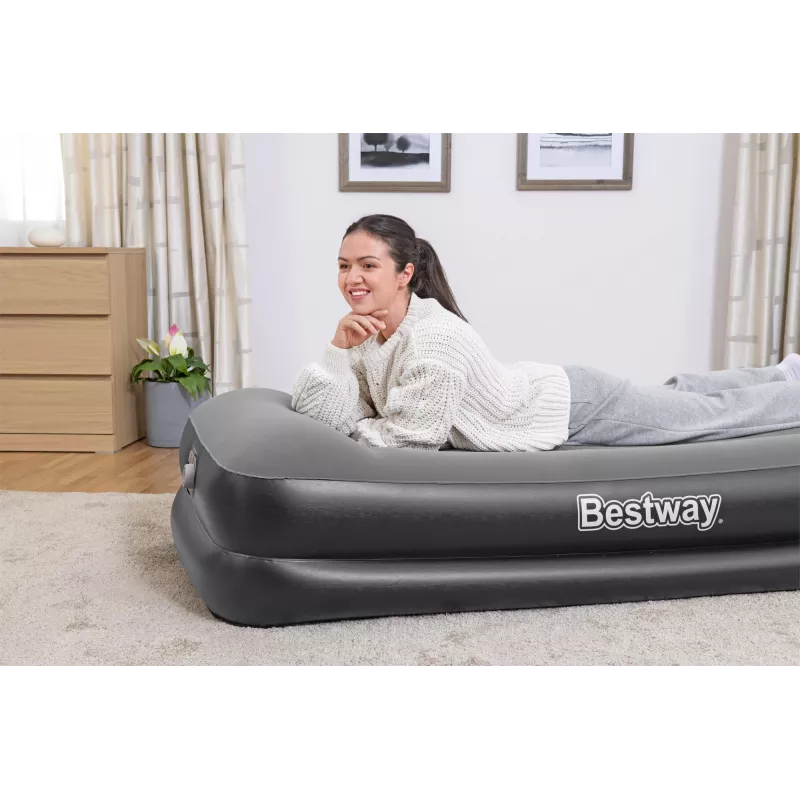 Bestway Tritech piepūšamais matracis, vienvietīgs, ar iebūvētu maiņstrāvas sūkni un antimikrobu pārklājumu, 1,91 m x 97 cm x 46 cm
