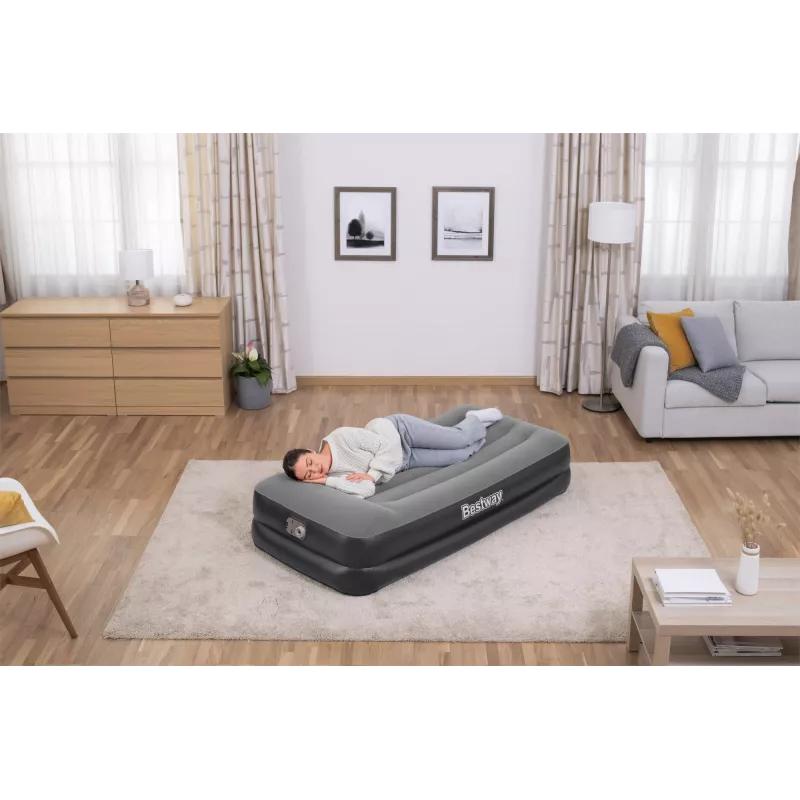 Bestway Tritech piepūšamais matracis, vienvietīgs, ar iebūvētu maiņstrāvas sūkni un antimikrobu pārklājumu, 1,91 m x 97 cm x 46 cm
