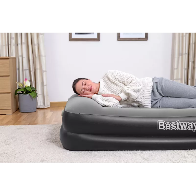 Bestway Tritech piepūšamais matracis, vienvietīgs, ar iebūvētu maiņstrāvas sūkni un antimikrobu pārklājumu, 1,91 m x 97 cm x 46 cm