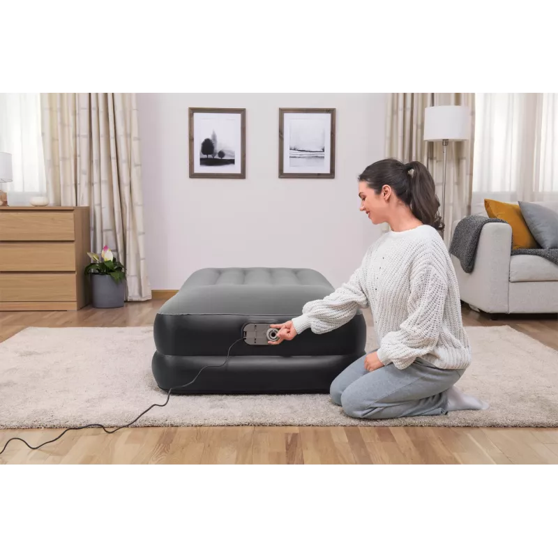 Bestway Tritech piepūšamais matracis, vienvietīgs, ar iebūvētu maiņstrāvas sūkni un antimikrobu pārklājumu, 1,91 m x 97 cm x 46 cm