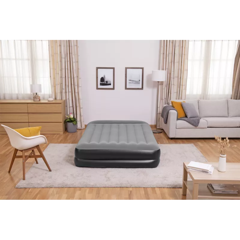 Bestway Tritech piepūšamais matracis Queen ar iebūvētu maiņstrāvas sūkni un pretmikrobu pārklājumu 2,03 m x 1,52 m x 46 cm