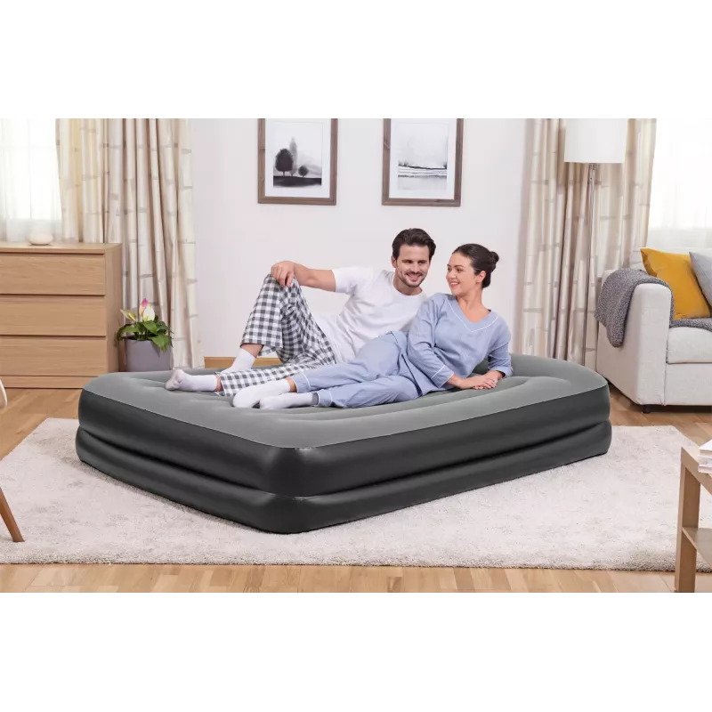 Bestway Tritech piepūšamais matracis Queen ar iebūvētu maiņstrāvas sūkni un pretmikrobu pārklājumu 2,03 m x 1,52 m x 46 cm