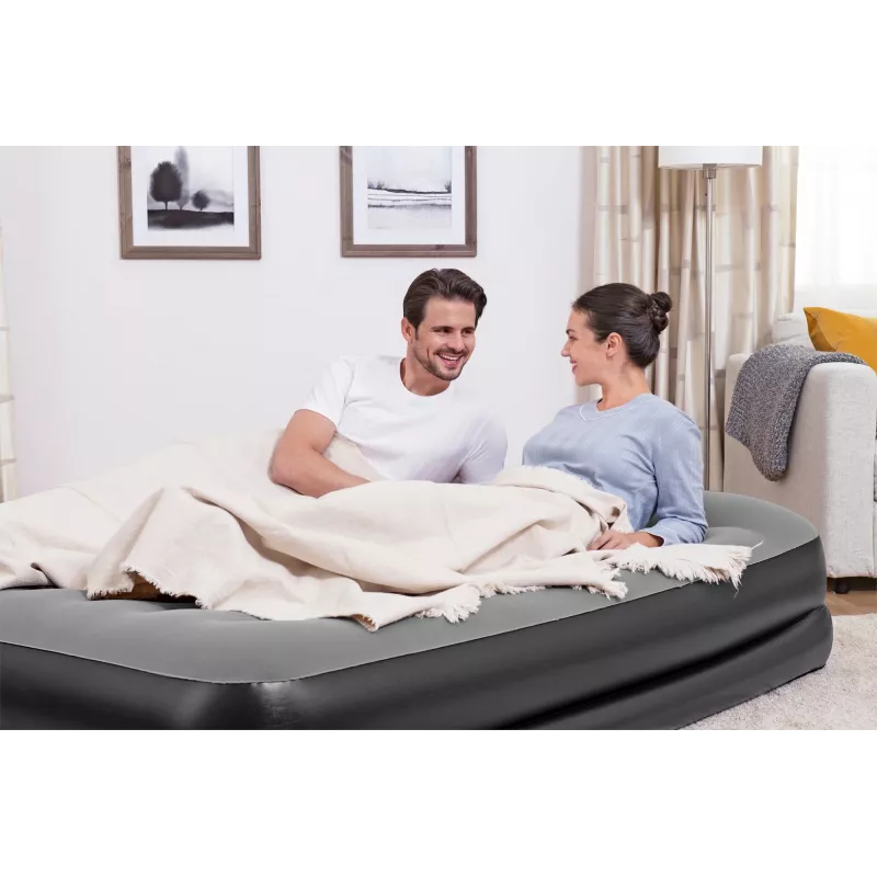 Bestway Tritech piepūšamais matracis Queen ar iebūvētu maiņstrāvas sūkni un pretmikrobu pārklājumu 2,03 m x 1,52 m x 46 cm