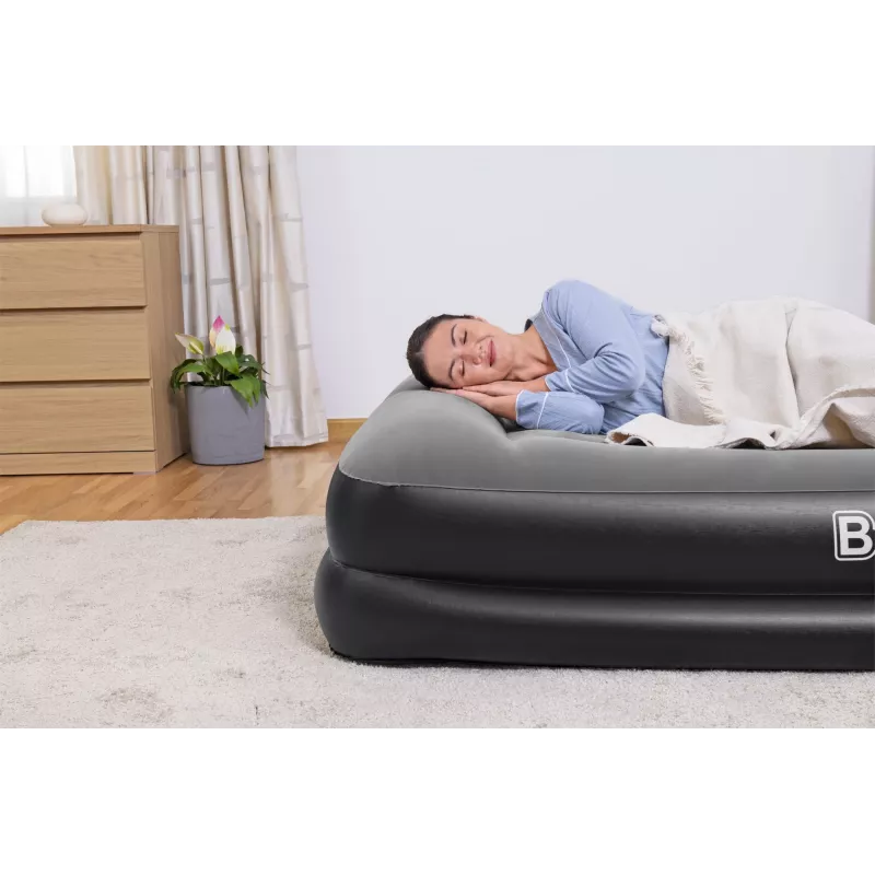 Bestway Tritech piepūšamais matracis Queen ar iebūvētu maiņstrāvas sūkni un pretmikrobu pārklājumu 2,03 m x 1,52 m x 46 cm