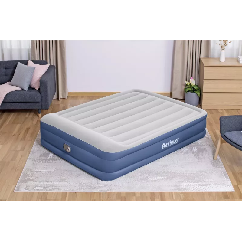 Bestway Tritech gaisa matracis Queen ar iebūvētu maiņstrāvas sūkni un pretmikrobu pārklājumu 2,03 m x 1,52 m x 46 cm