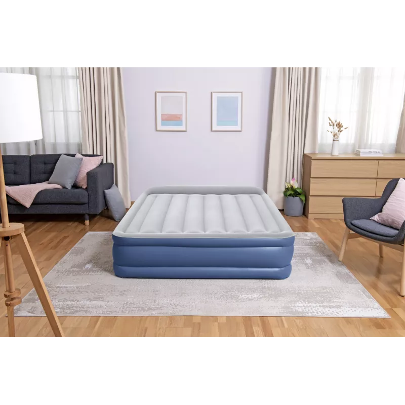 Bestway Tritech gaisa matracis Queen ar iebūvētu maiņstrāvas sūkni un pretmikrobu pārklājumu 2,03 m x 1,52 m x 46 cm