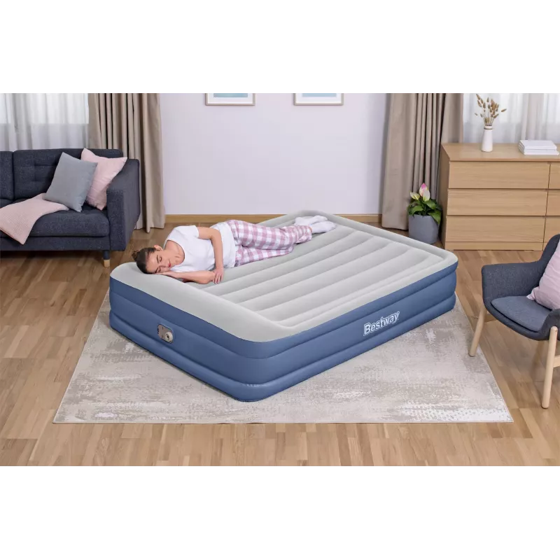 Bestway Tritech gaisa matracis Queen ar iebūvētu maiņstrāvas sūkni un pretmikrobu pārklājumu 2,03 m x 1,52 m x 46 cm