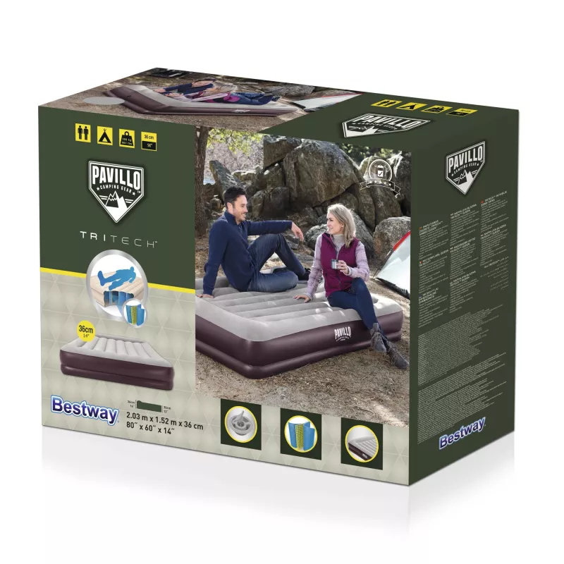 Bestway 67699 piepūšamais matracis Divvietīgs matracis Brūns, Pelēks Unisex