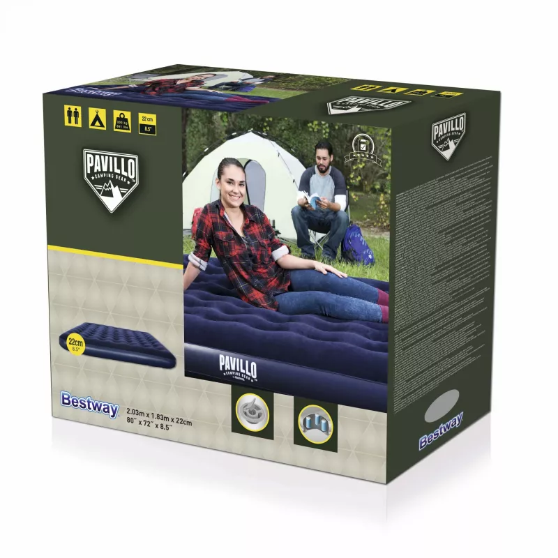 Bestway Flocked Airbed - King - 2.03m x 1.83m x 22cm, dubultais matracis