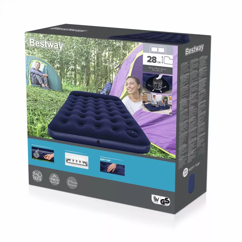 Bestway gaisa matracis pilna izmēra ar iebūvētu kājas sūkni 1,91 m x 1,37 m x 28 cm