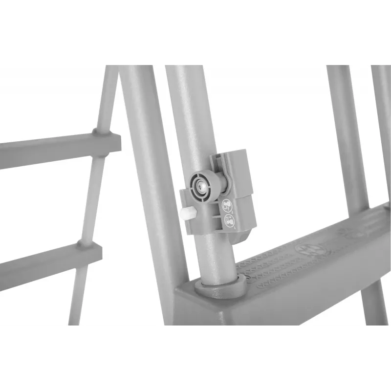 Bestway Flip & Lock virszemes baseina kāpnes 1,07 m, Pelēkas, Metāls, 150 kg, 3 pakāpieni, 107 cm