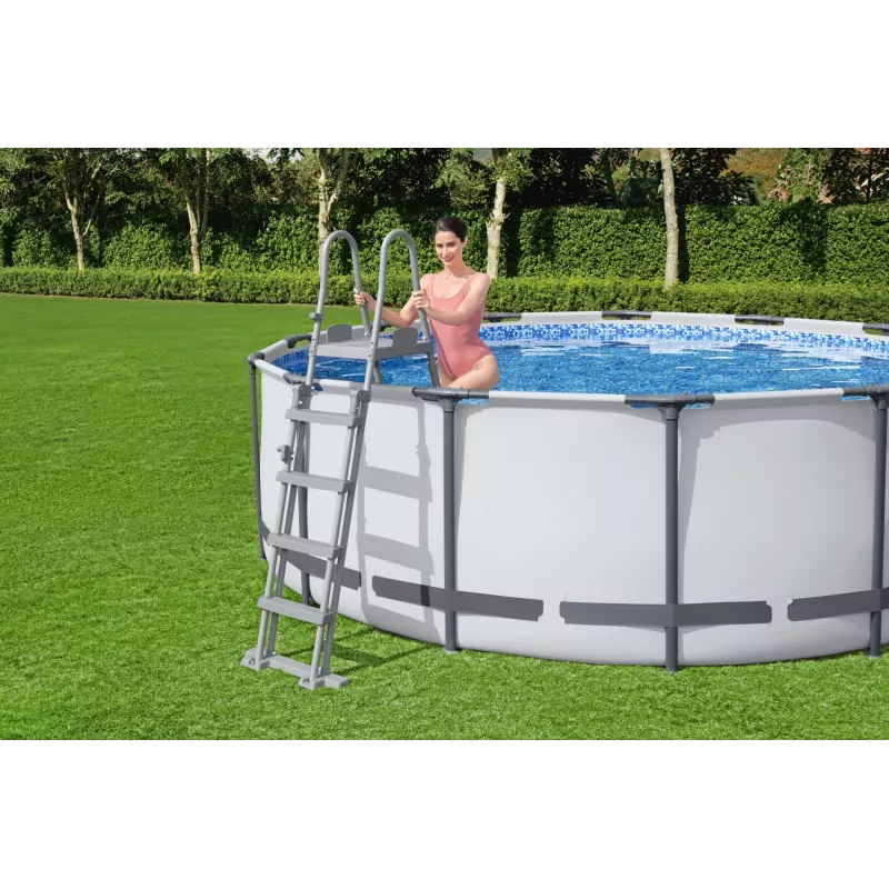 Bestway Flip & Lock virszemes baseina kāpnes 1,32 m, Kāpnes, Pelēkas, Metāls, Plastmasa, 150 kg, 4 pakāpieni, EN16582