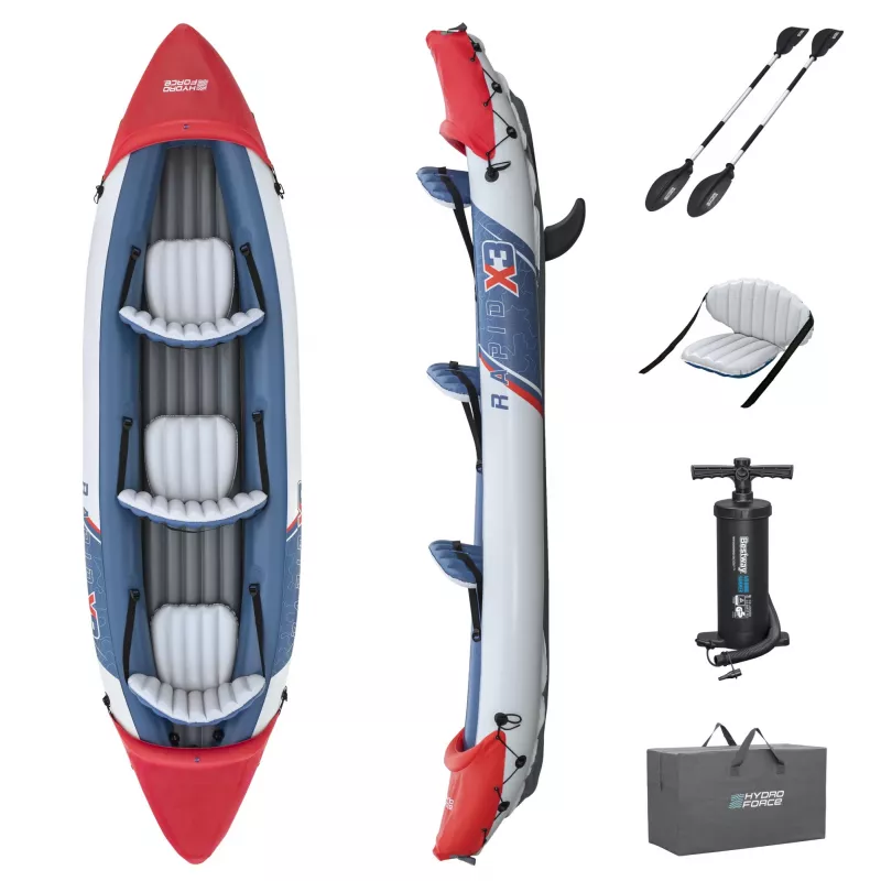 Bestway Hydro Force Rapid X3 piepūšams 3 personu smaiļošanas laivas komplekts 3,81 m