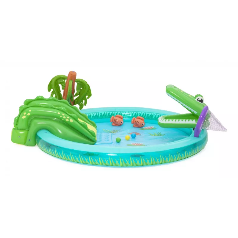 Bestway Crocodile Cove piepūšamais ūdens rotaļu centrs bērniem un baseins 2,24 x 1,81 x 0,72 m