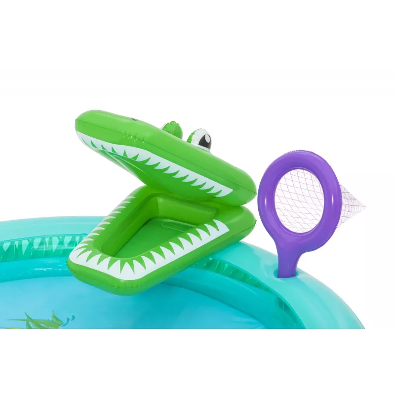 Bestway Crocodile Cove piepūšamais ūdens rotaļu centrs bērniem un baseins 2,24 x 1,81 x 0,72 m