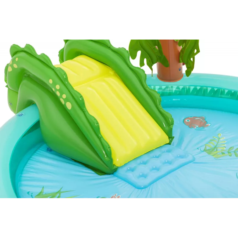 Bestway Crocodile Cove piepūšamais ūdens rotaļu centrs bērniem un baseins 2,24 x 1,81 x 0,72 m