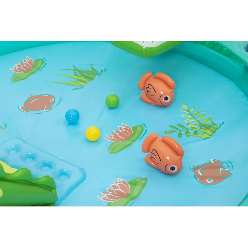 Bestway Crocodile Cove piepūšamais ūdens rotaļu centrs bērniem un baseins 2,24 x 1,81 x 0,72 m