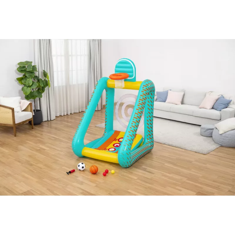 Bestway Perfect Aim 3-in-1 piepūšamais pagalma spēļu komplekts, piepūšams rotaļu centrs, 5 gadi, polivinilhlorīds (PVC), daudzkrāsains