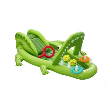 Bestway Later Gator bērnu piepūšamais ūdens rotaļu centrs un baseins 2,34 m x 1,63 m x 87 cm