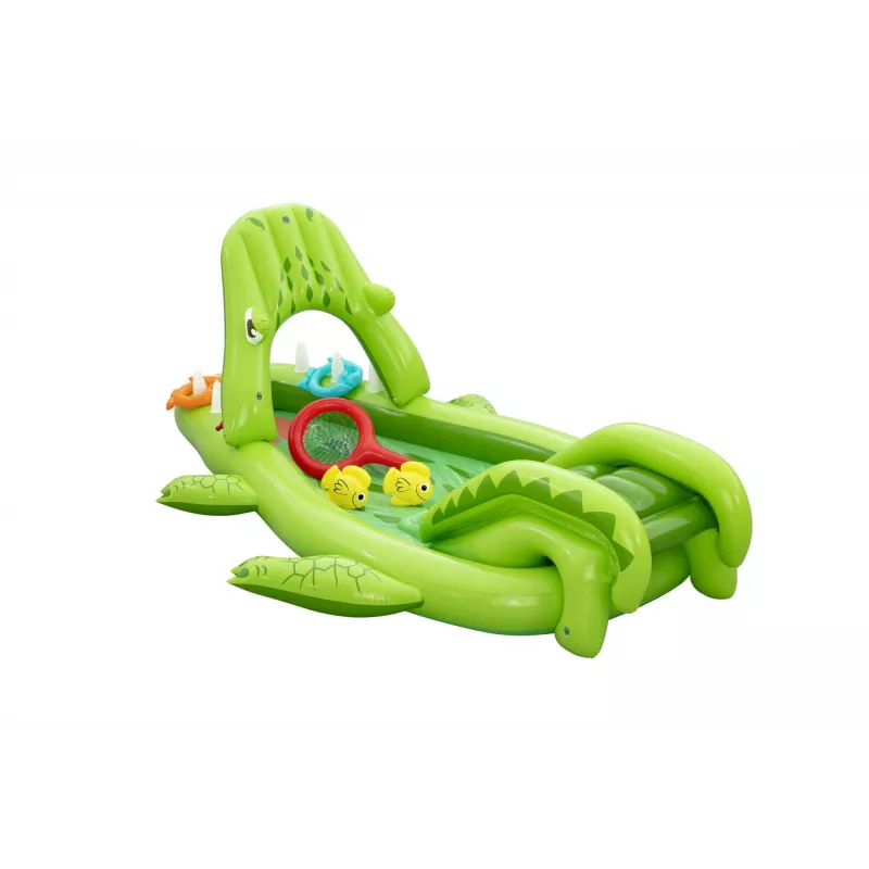 Bestway Later Gator bērnu piepūšamais ūdens rotaļu centrs un baseins 2,34 m x 1,63 m x 87 cm