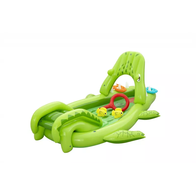 Bestway Later Gator bērnu piepūšamais ūdens rotaļu centrs un baseins 2,34 m x 1,63 m x 87 cm