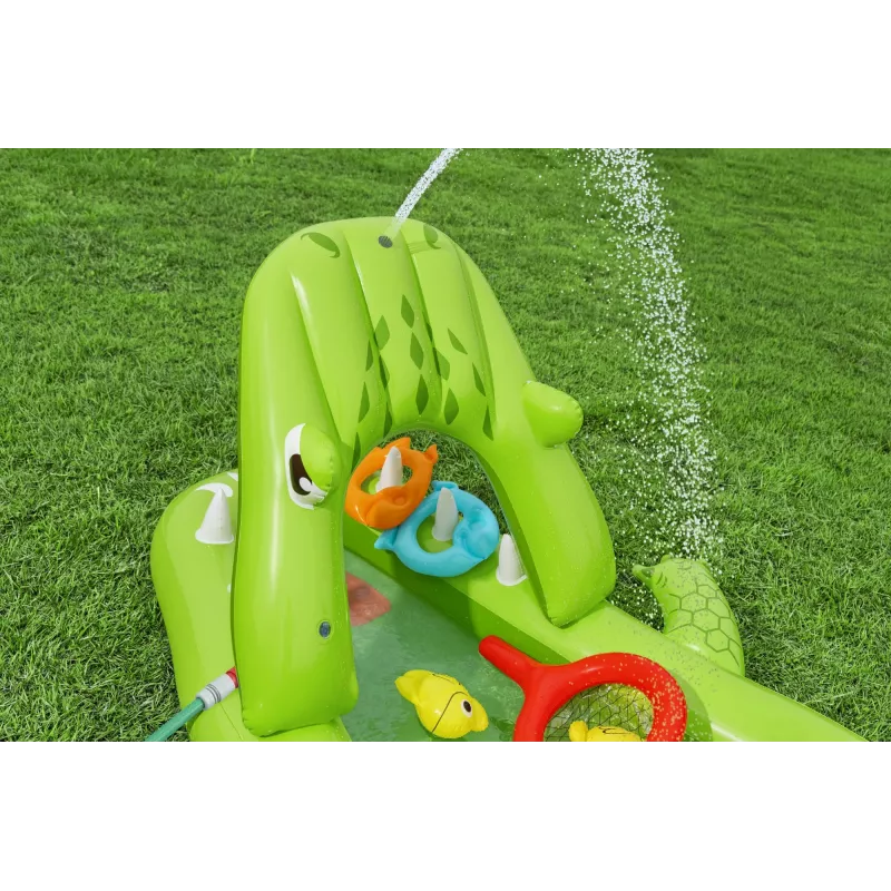 Bestway Later Gator bērnu piepūšamais ūdens rotaļu centrs un baseins 2,34 m x 1,63 m x 87 cm