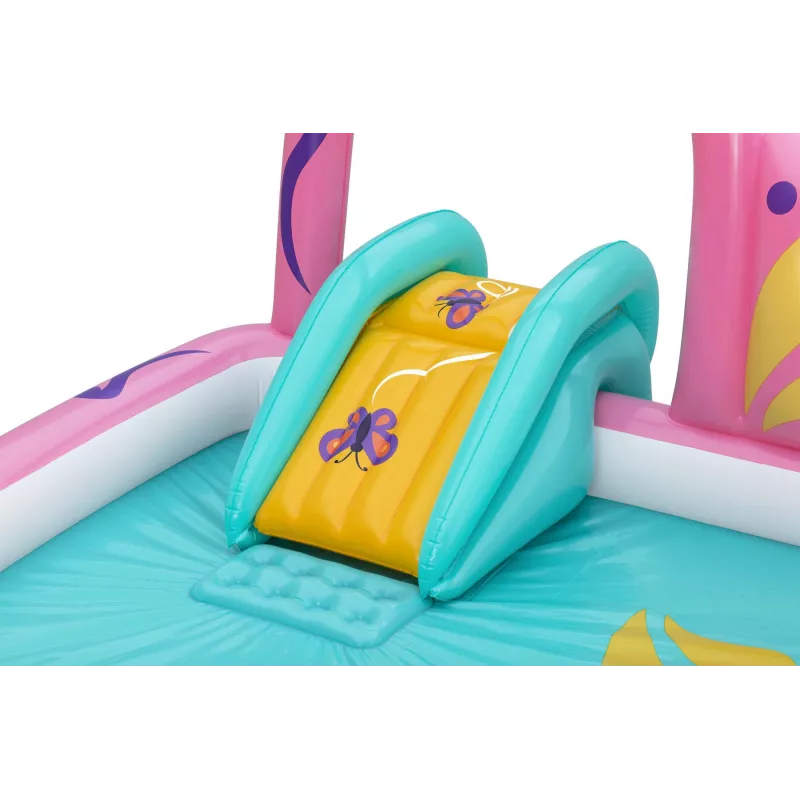 Bestway Butterfly Wonder bērnu piepūšamais ūdens rotaļu centrs un baseins 1,80 m x 1,80 m x 1,17 m