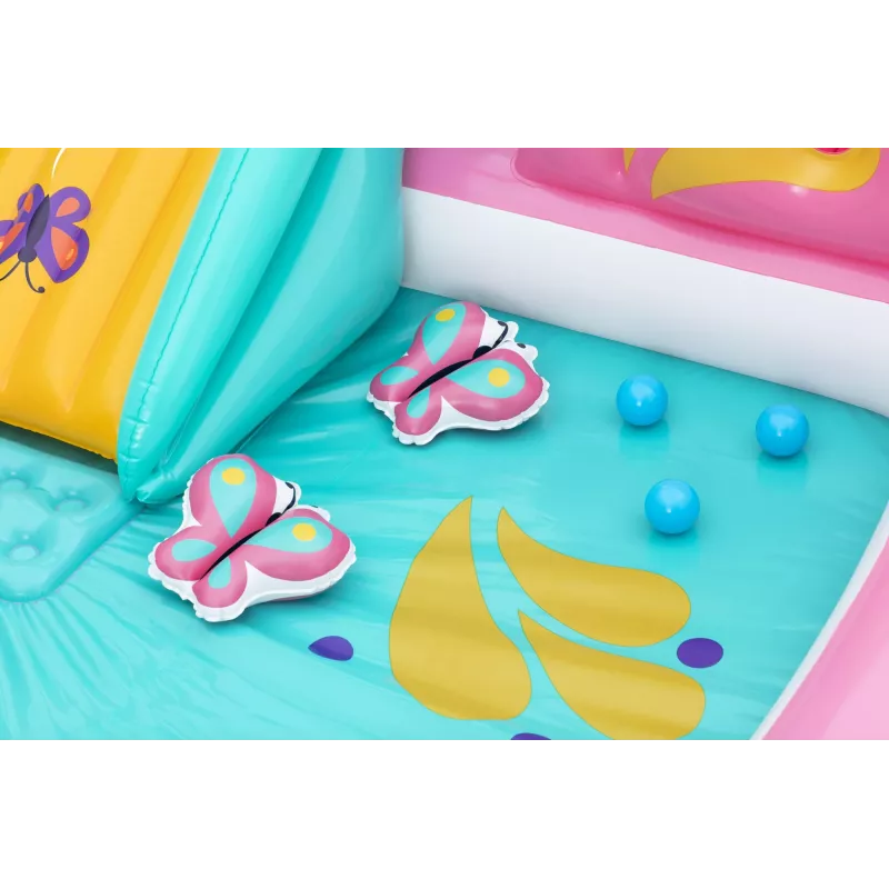 Bestway Butterfly Wonder bērnu piepūšamais ūdens rotaļu centrs un baseins 1,80 m x 1,80 m x 1,17 m