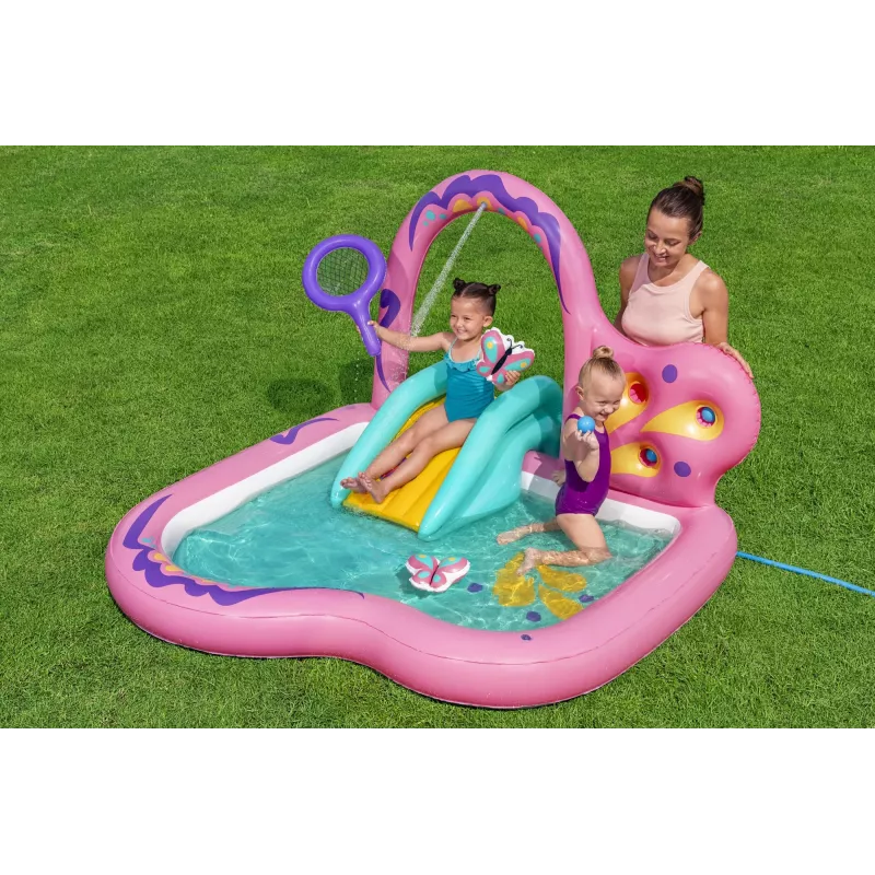 Bestway Butterfly Wonder bērnu piepūšamais ūdens rotaļu centrs un baseins 1,80 m x 1,80 m x 1,17 m
