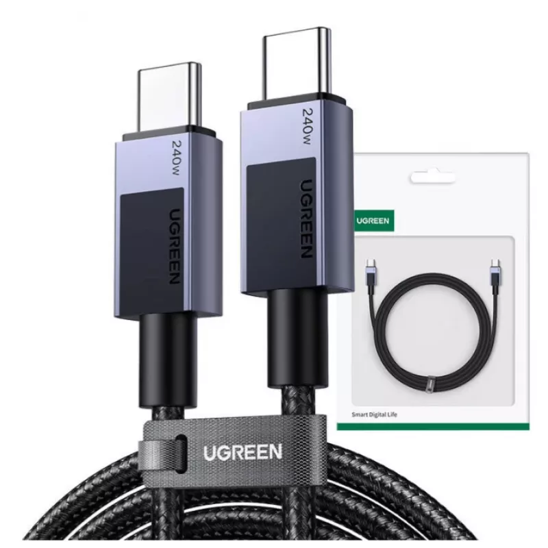 Ugreen 45068 USB kabelis 2 m USB C 0,48 Gbit/s 240 W Melns, Pelēks