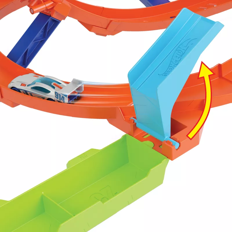 Hot Wheels Action Loop Cyclone Challenge trases komplekts ar 1:64 mēroga rotaļu automašīnu, ērta uzglabāšana