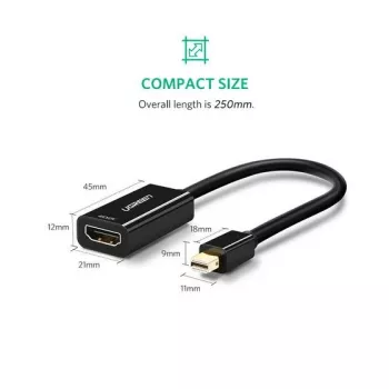 Ugreen 40360 video kabeļa adapteris 0,25 m Mini DisplayPort HDMI Melns