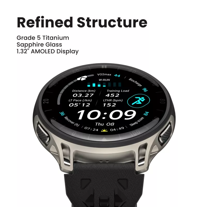 Amazfit Cheetah 2 Pro 3,35 cm (1,32 collas) AMOLED 48 mm digitāls 466 x 466 pikseļi skārienjūtīgs titāna Wi-Fi
