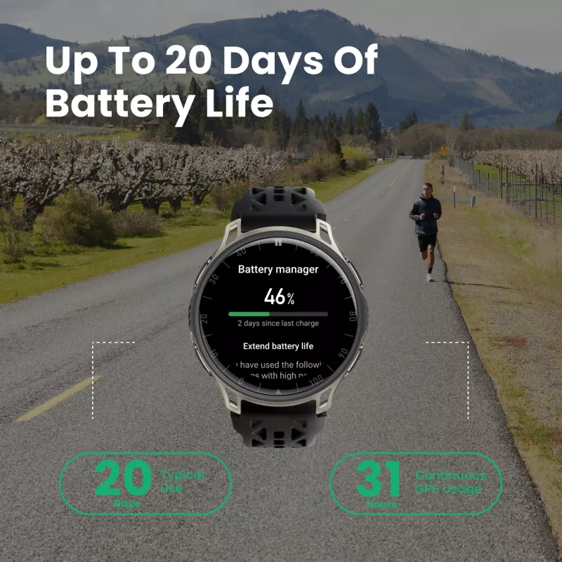 Amazfit Cheetah 2 Pro 3,35 cm (1,32 collas) AMOLED 48 mm digitāls 466 x 466 pikseļi skārienjūtīgs titāna Wi-Fi