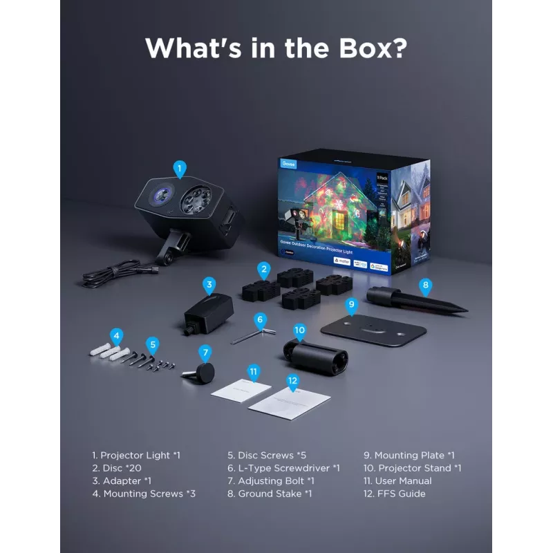 Govee H7071 viedais apgaismojuma prožektors Wi-Fi/Bluetooth