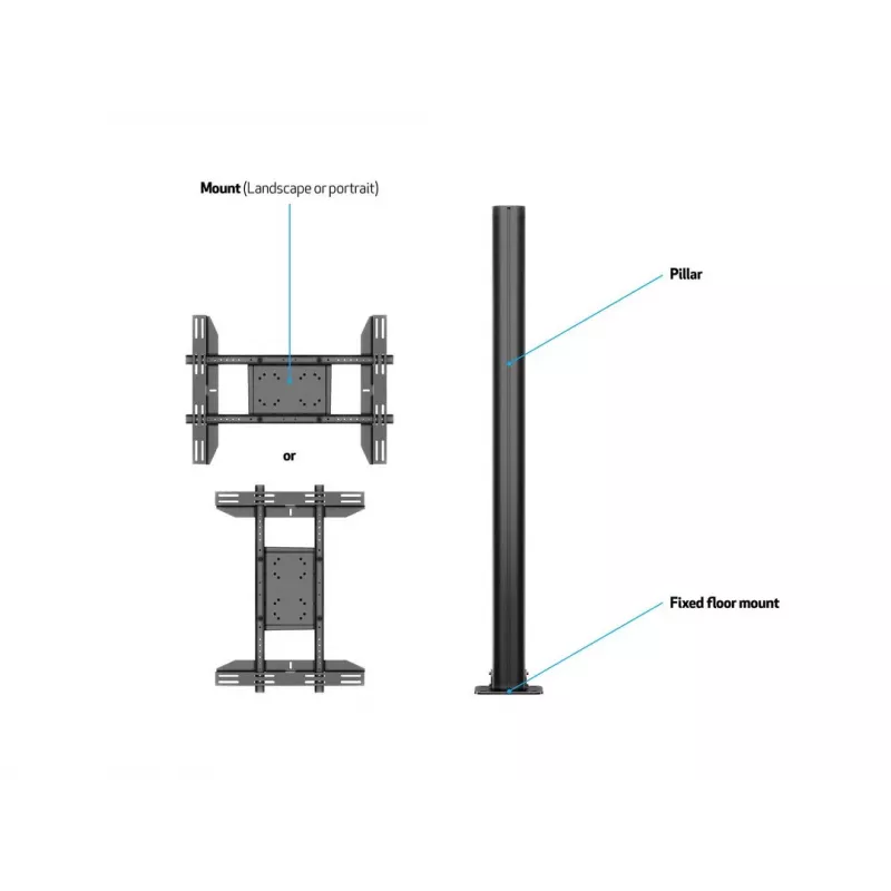 Multibrackets M Display Stand 180 Single Melns w, Floormount