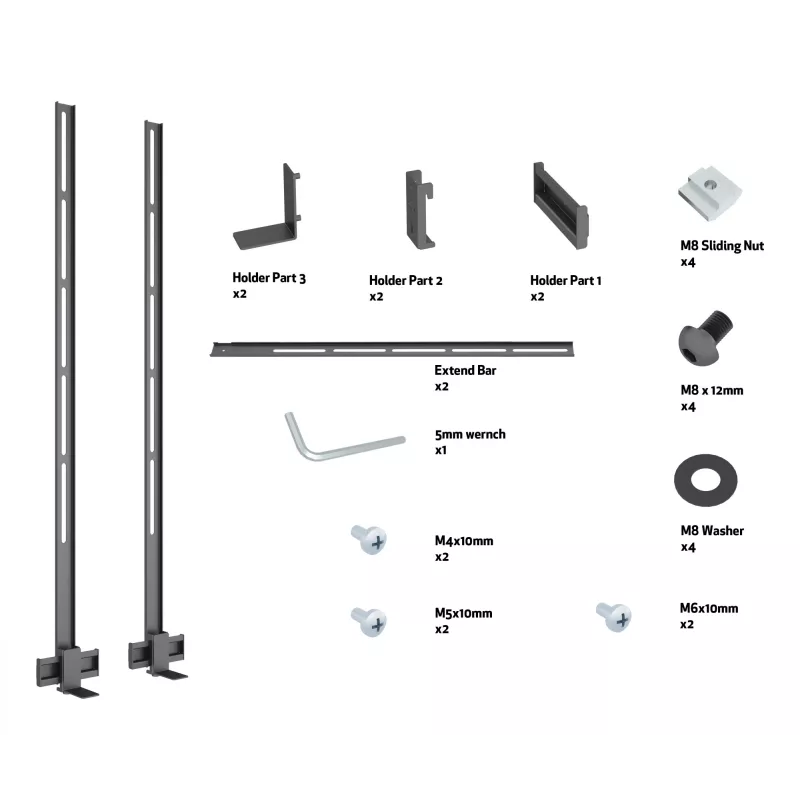Multibrackets M Pro Series - Soundbar Holder XL, melna, tērauds, 15 kg, 165,1 cm (65 collas), 2,79 m (110 collas), 104 mm