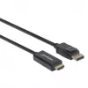 Manhattan DisplayPort 1.2 uz HDMI kabelis, 4K@60Hz, 1 m, vīrišķais-vīrišķais, DP ar fiksatoru, melns, nav divvirzienu, trīs gadu garantija, ekvivalents 3F-DP-HDMI-4K60-HDR