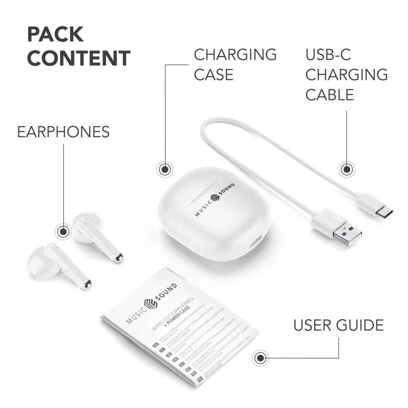 Music Sound Breeze kapsulas stila Bluetooth austiņas ar krāsainu futlāri