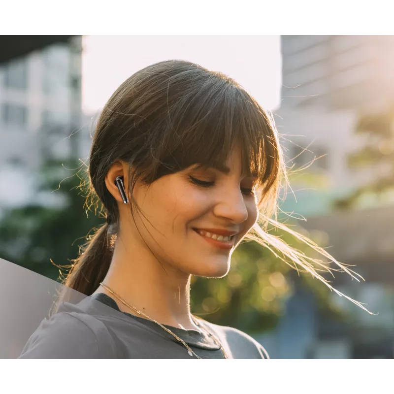 Mūzikas skaņas vēsmas kapsulas stila Bluetooth austiņas ar krāsainu maciņu